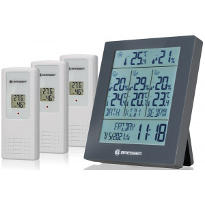 Метеостанция Bresser Temeo Hygro Quadro Prestige с тремя датчиками, серая Метеостанция Bresser Temeo Hygro Quadro Prestige с тремя датчиками, серая