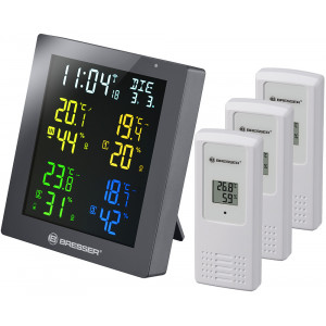 Гигрометр Bresser ClimaTemp Hygro Quadro с тремя датчиками, серый
