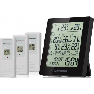 Метеостанция Bresser Temeo Hygro Quadro Prestige с тремя датчиками, черная Метеостанция Bresser Temeo Hygro Quadro Prestige с тремя датчиками, черная