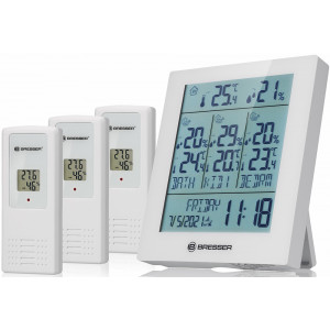 Метеостанция Bresser Temeo Hygro Quadro Prestige с тремя датчиками, белая Метеостанция Bresser Temeo Hygro Quadro Prestige с тремя датчиками, белая