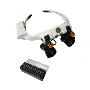 Лупа-очки Kromatech налобная 3/10/15/25x, с подсветкой (2 LED) 32225-21SX
